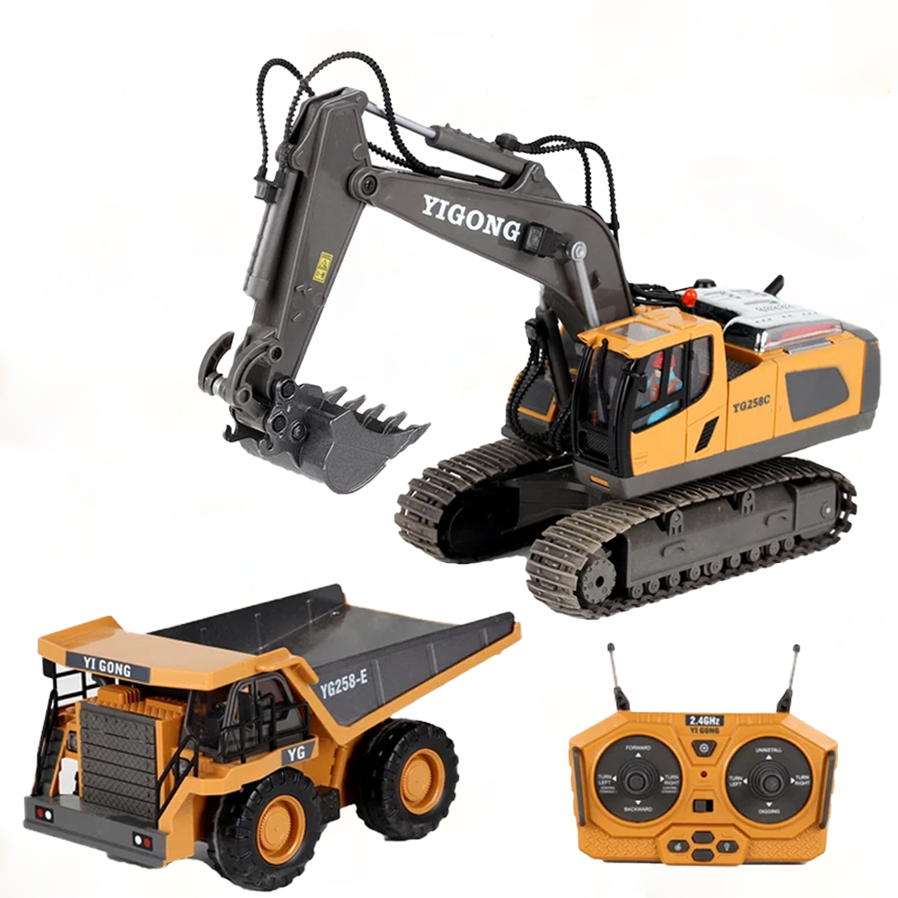 Heavy Equipment Games - 4WD Alloy RC Excavator Bulldozer Dump