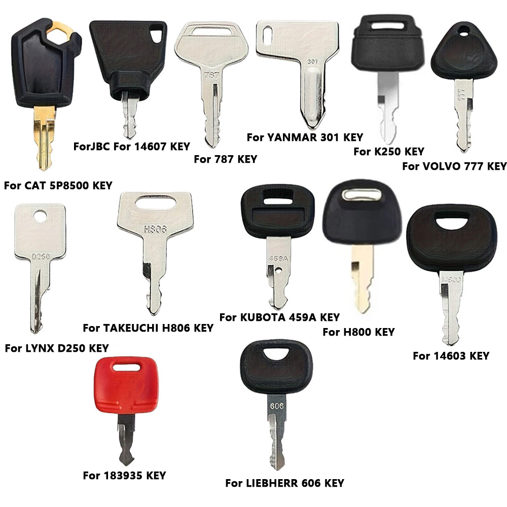 Heavy Equipment Manufacturers - 13PCS Construction Machinery Ignition Keys Set