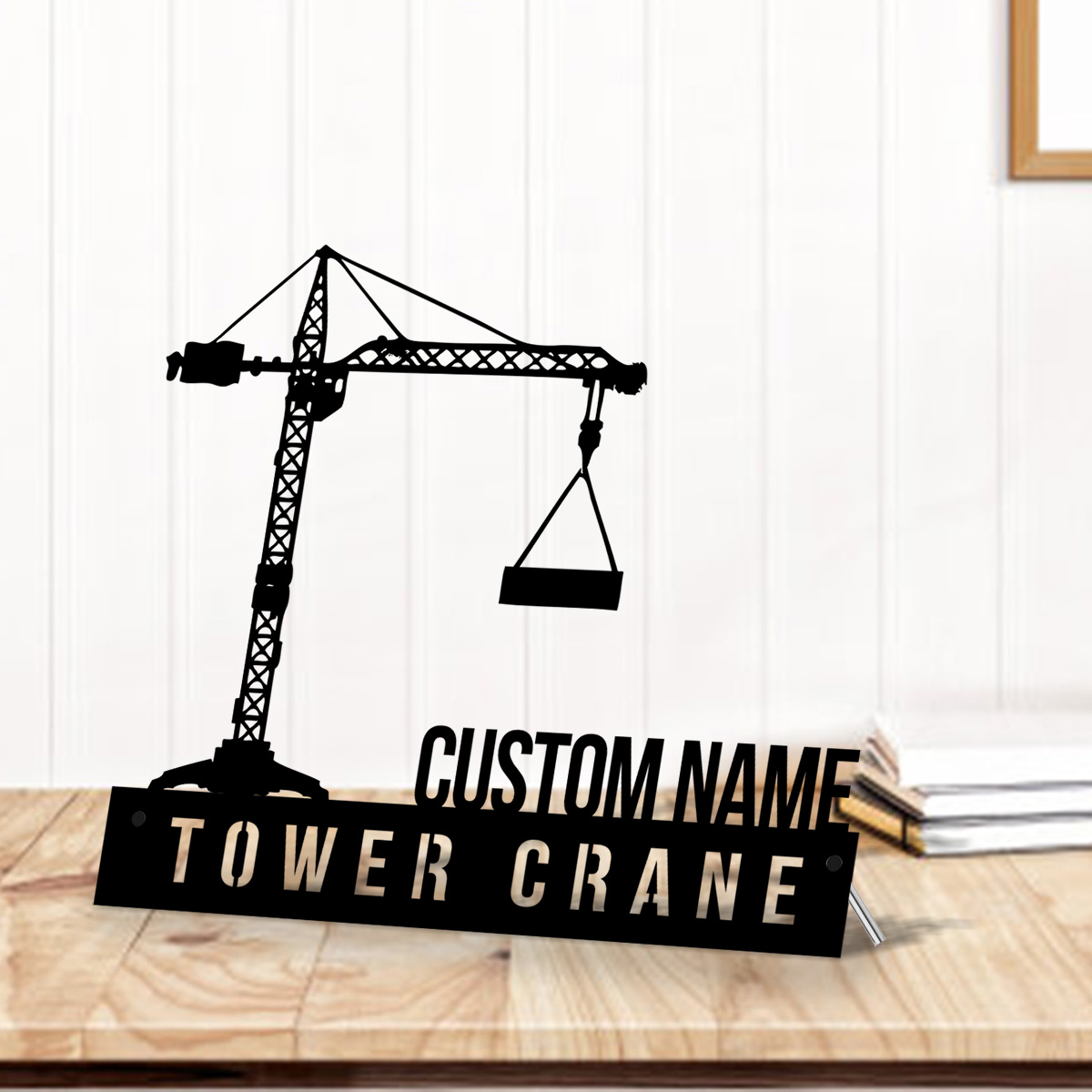 Custom Tower Crane Desk Name P - Heavy Equipment Sign review and price