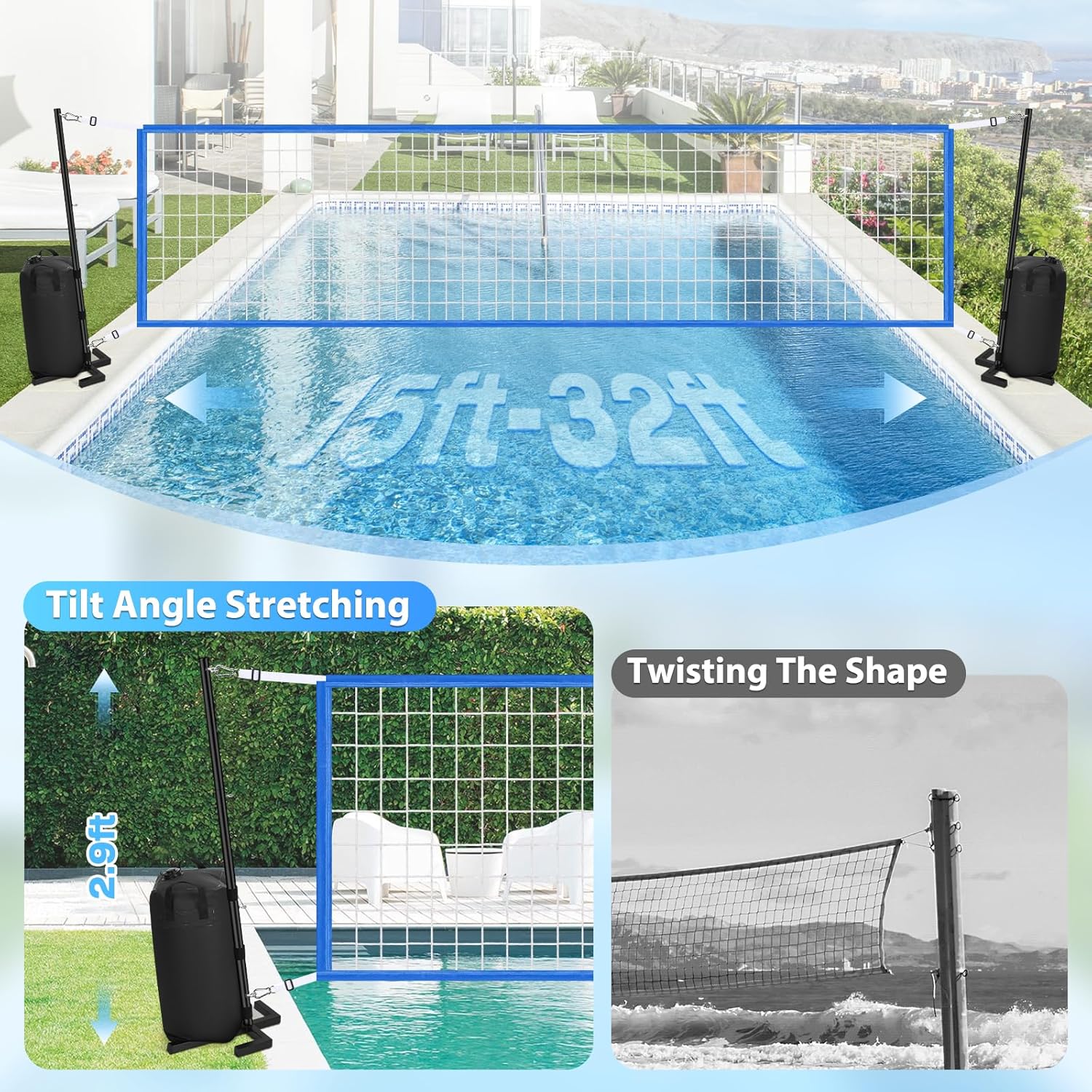 Heavy Duty Pool Volleyball Net - Heavy Equipment Games review and price