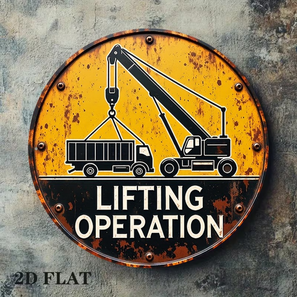 2D Metal Sign Round 20cm Retro - Heavy Equipment Sign review and price