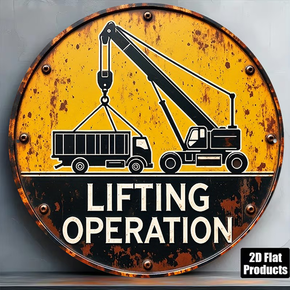 2D Metal Sign Round 20cm Retro - Heavy Equipment Sign review and price