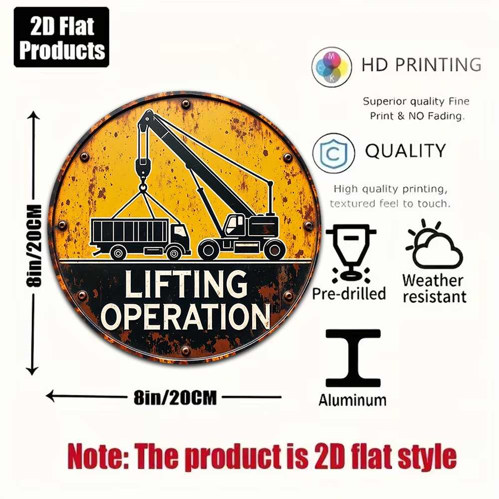 2D Metal Sign Round 20cm Retro - Heavy Equipment Sign review and price