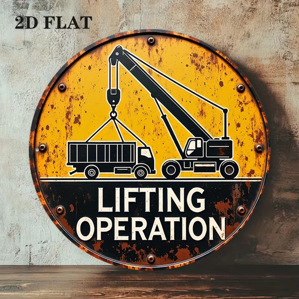 2D Metal Sign Round 20cm Retro - Heavy Equipment Sign review and price